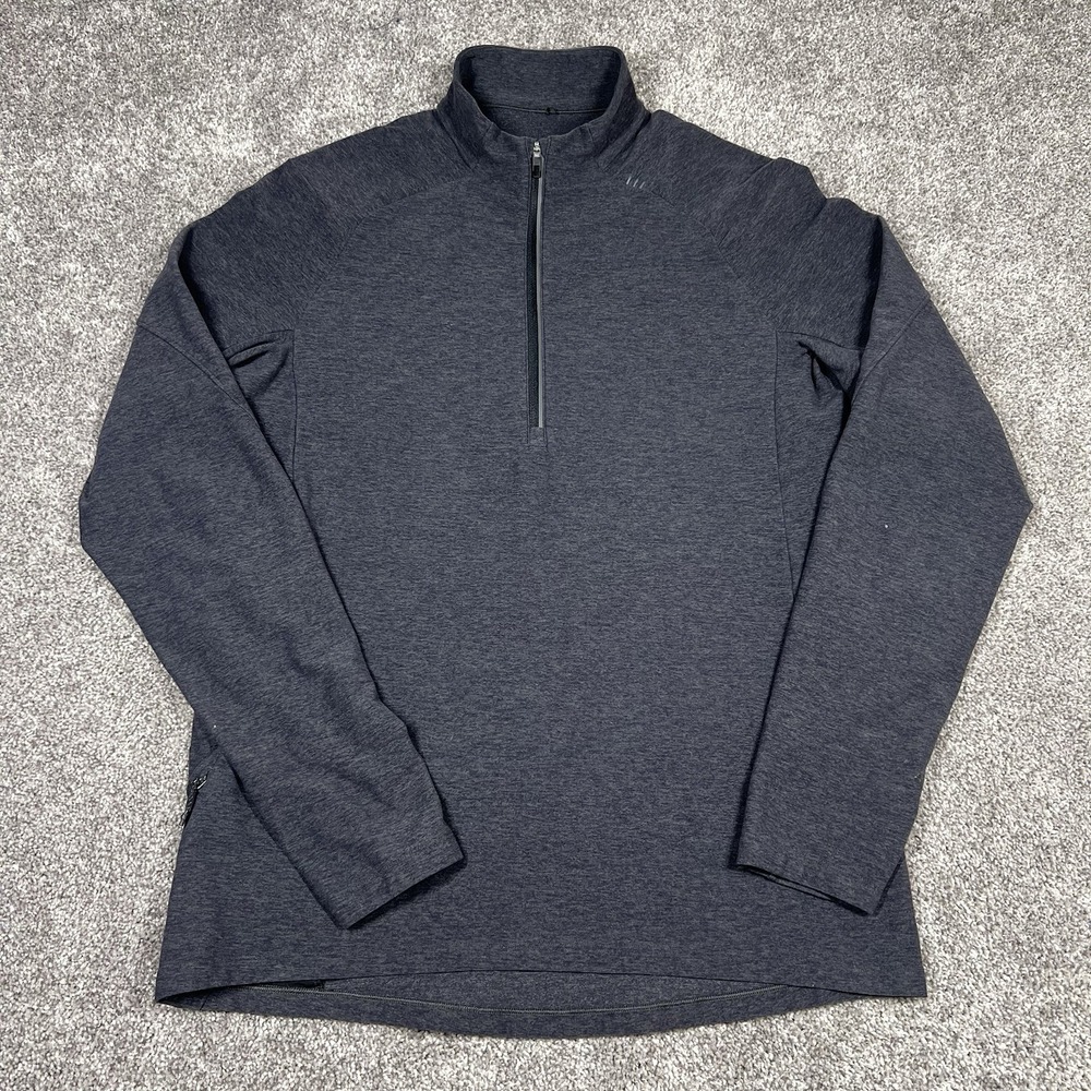 Lululemon Men Medium Surge Warm Half Zip Long Sleeve Gray Active Run Thumb Holes